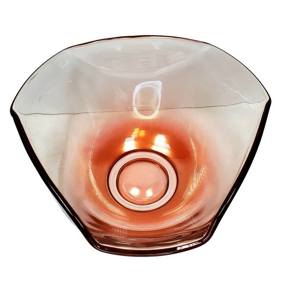 Vtg Anchor Hocking Pink Cranberry Flash Glass Chip Bowl 4.75" Tall Tableware - Picture 2 of 7